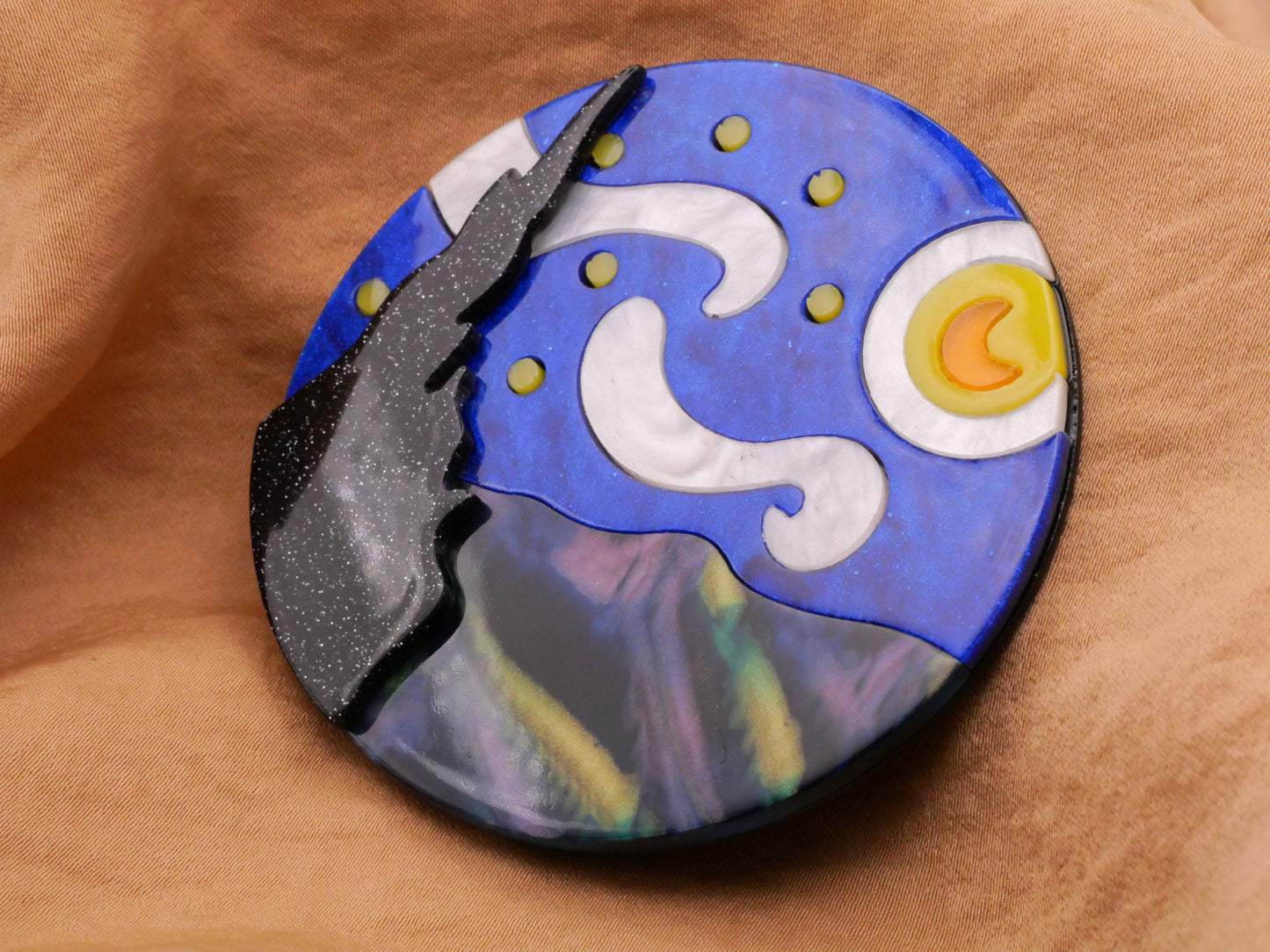 Starry Night Van Gogh Art Inspired Acrylic Extra-Large Button 64mm