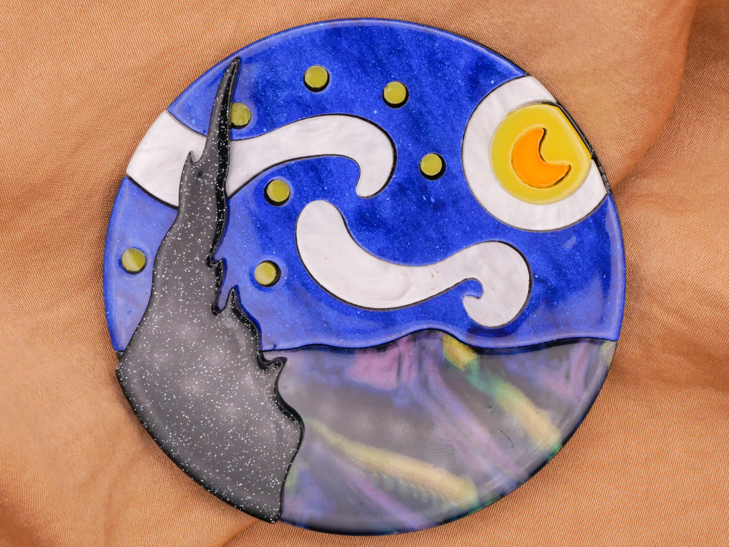 Starry Night Van Gogh Art Inspired Acrylic Extra-Large Button 64mm