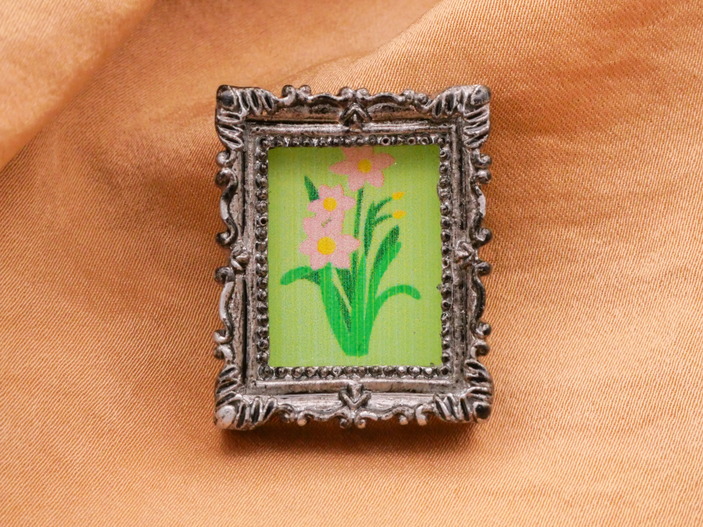 Flower Framed Painting Art Inspired Plastic Button Various 25x29mm