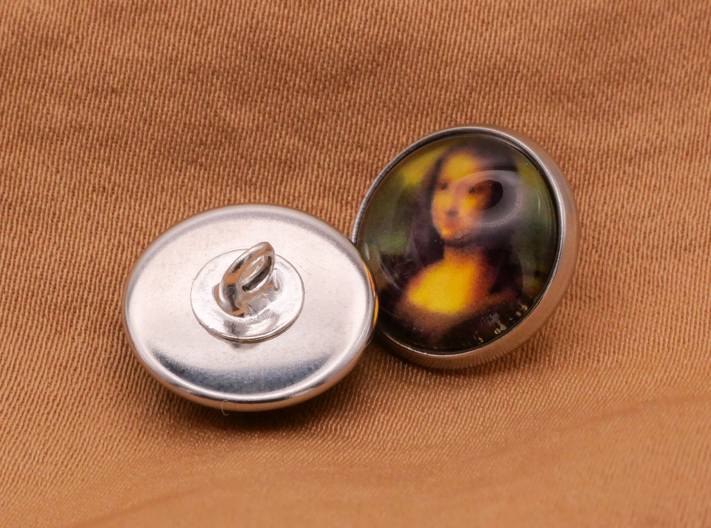 Mona Lisa Leonardo da Vinci Art Inspired Metal Plastic Button 14mm