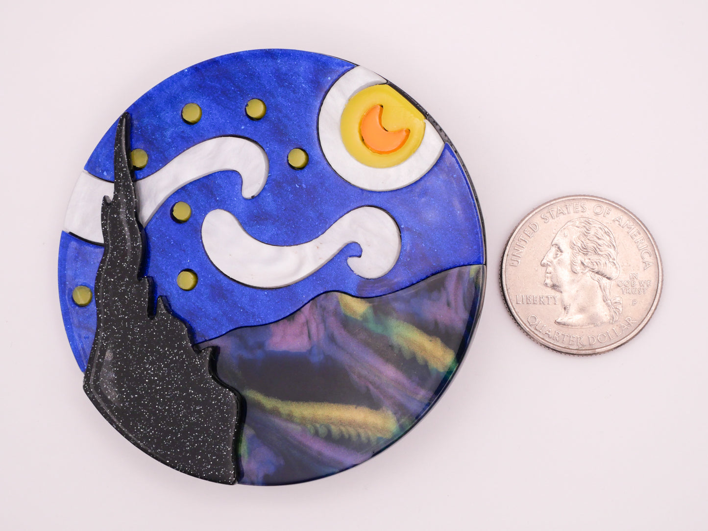 Starry Night Van Gogh Art Inspired Acrylic Extra-Large Button 64mm