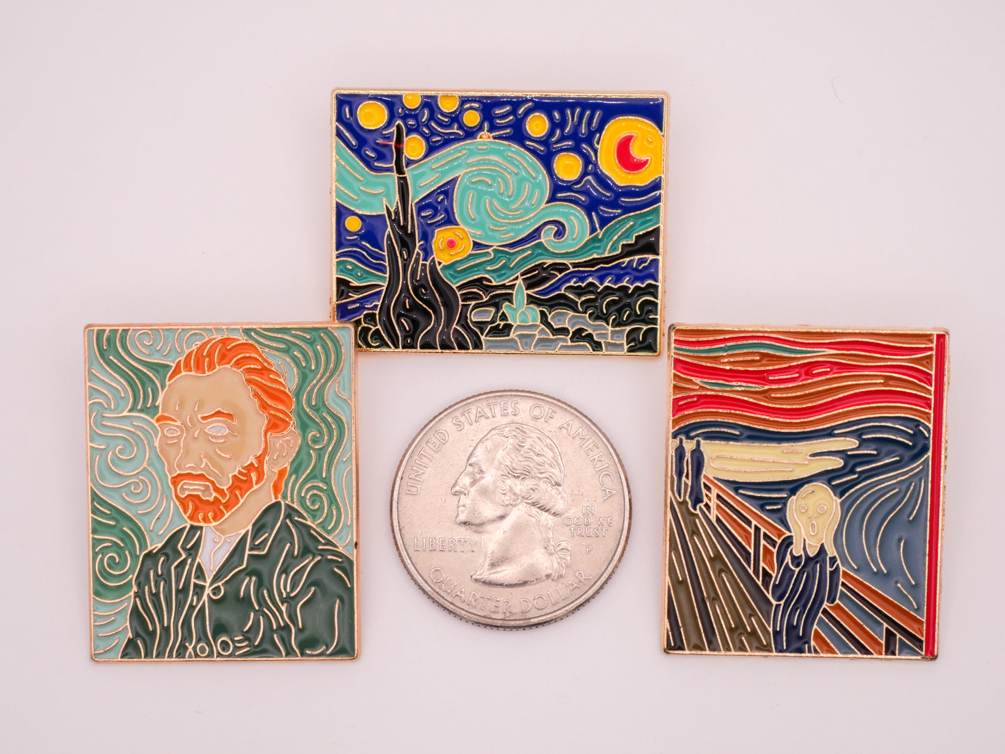 Famous Painting Art Inspired Van Gogh Munch Enamel Metal Button Various 27x34mm