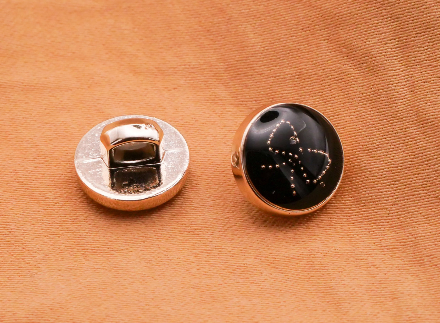 Bow Gold Black White Set of Three Buttons Various 10mm