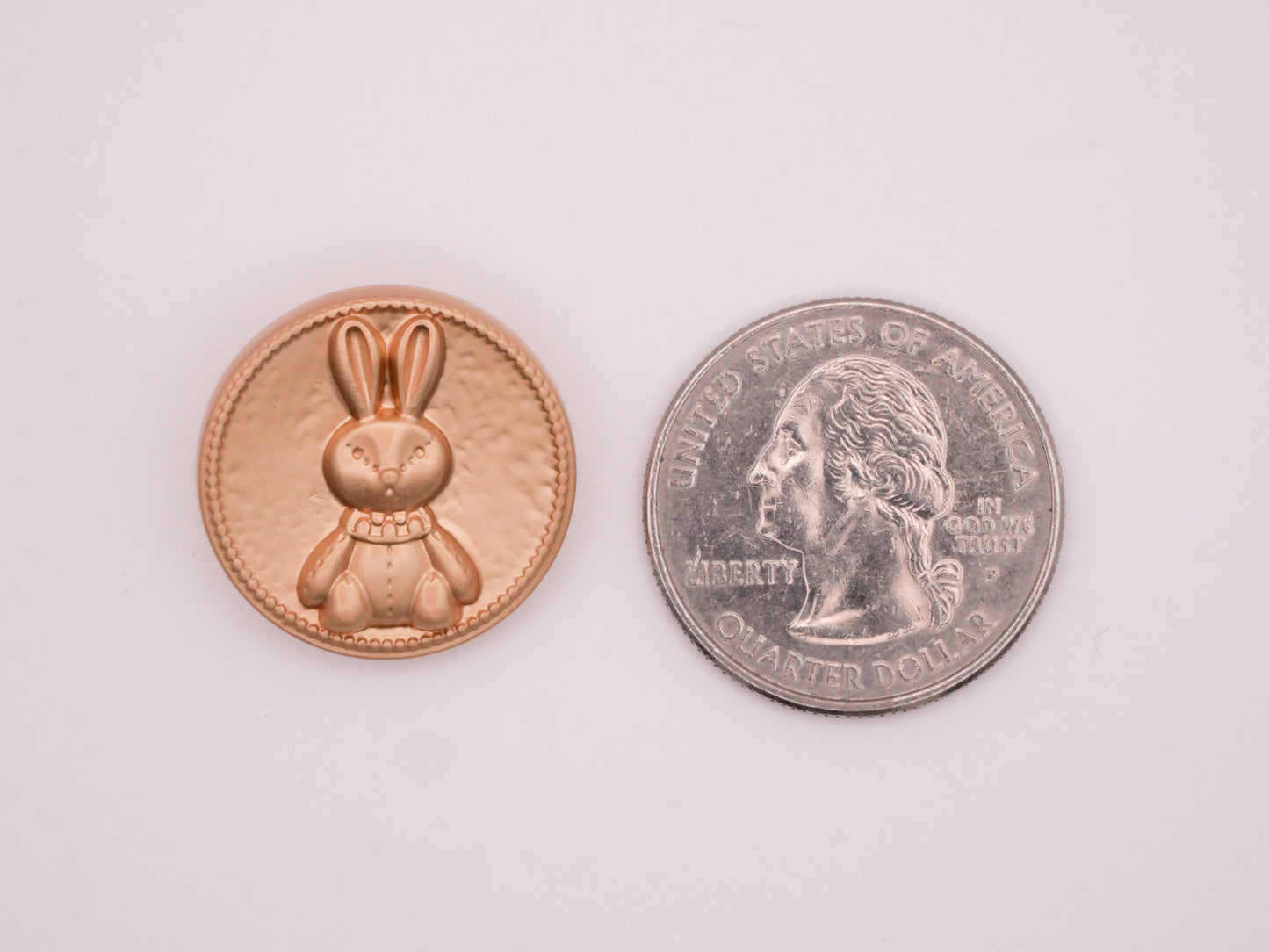 Stuffed Bunny Rabbit Raised Design Soft Gold Button 22mm