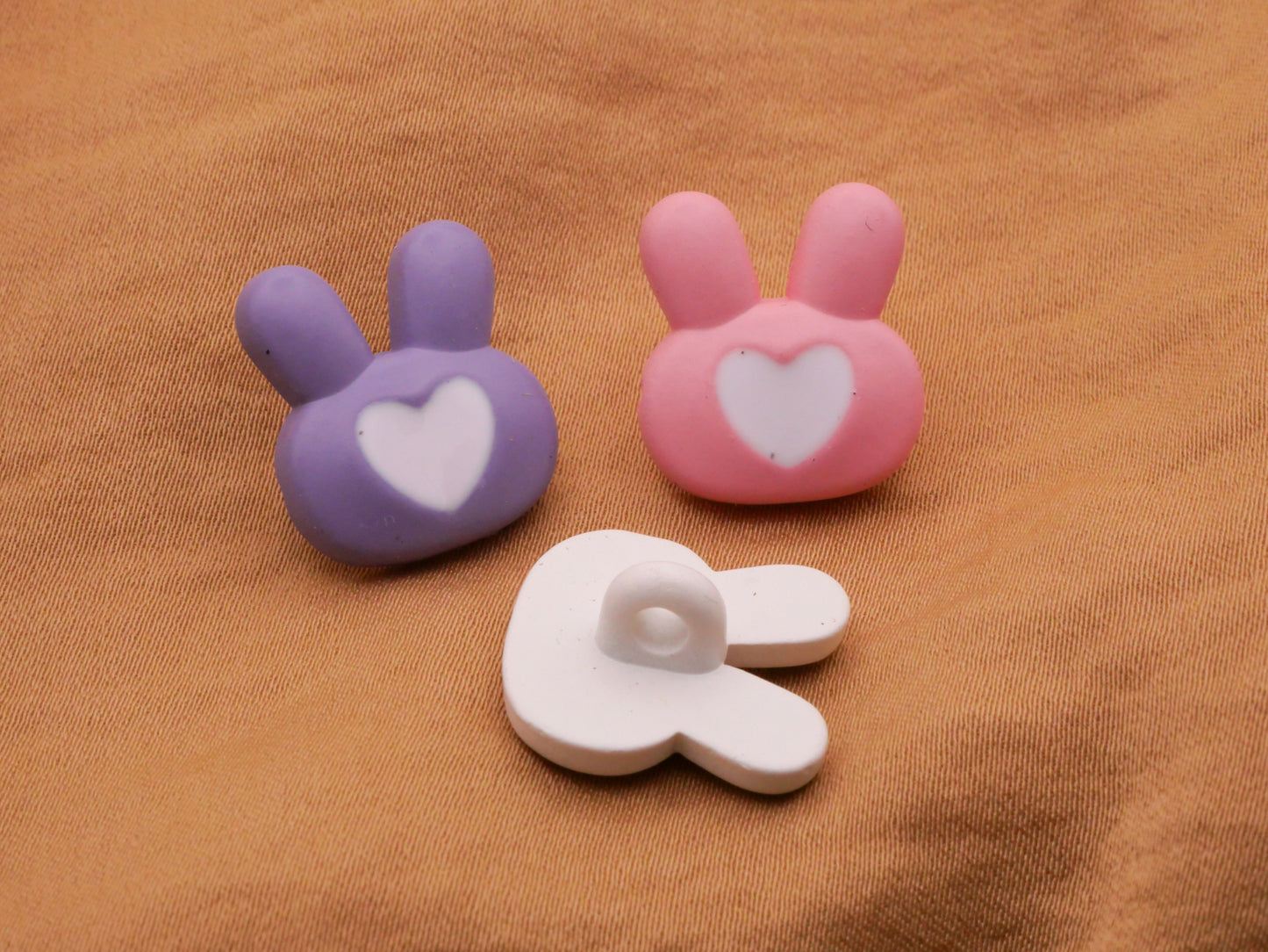 Bunny Rabbit Heart Colorful Plastic Set of Four Random Buttons 16x18mm