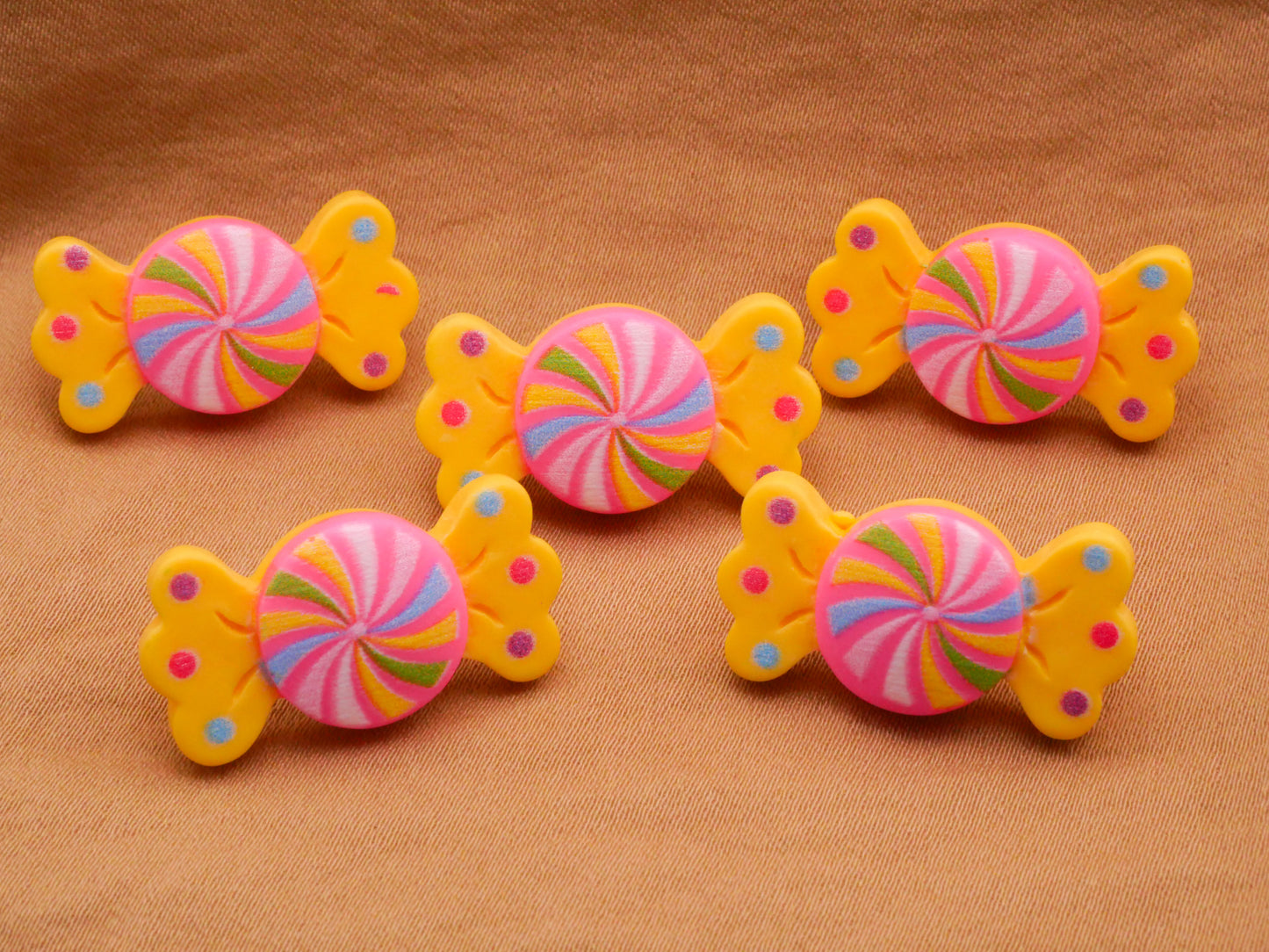 Candy Wrapped Colorful Pink Yellow Blue Purple Plastic Button 13x25mm