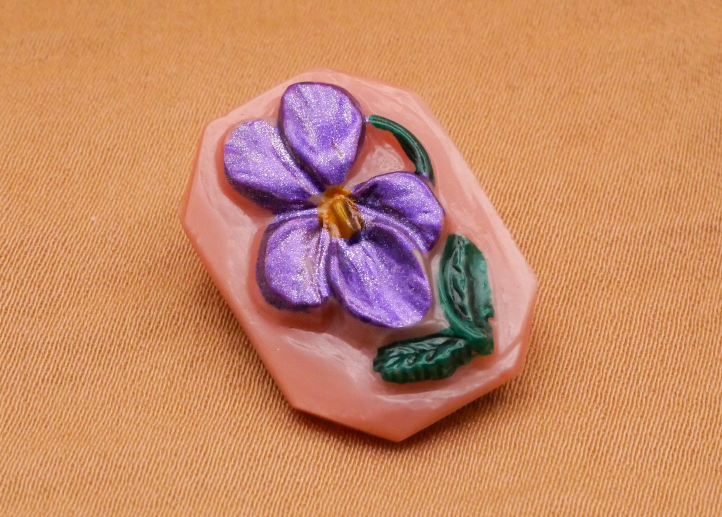 Violet Flower Purple Pink Czech Glass Button 16x23mm