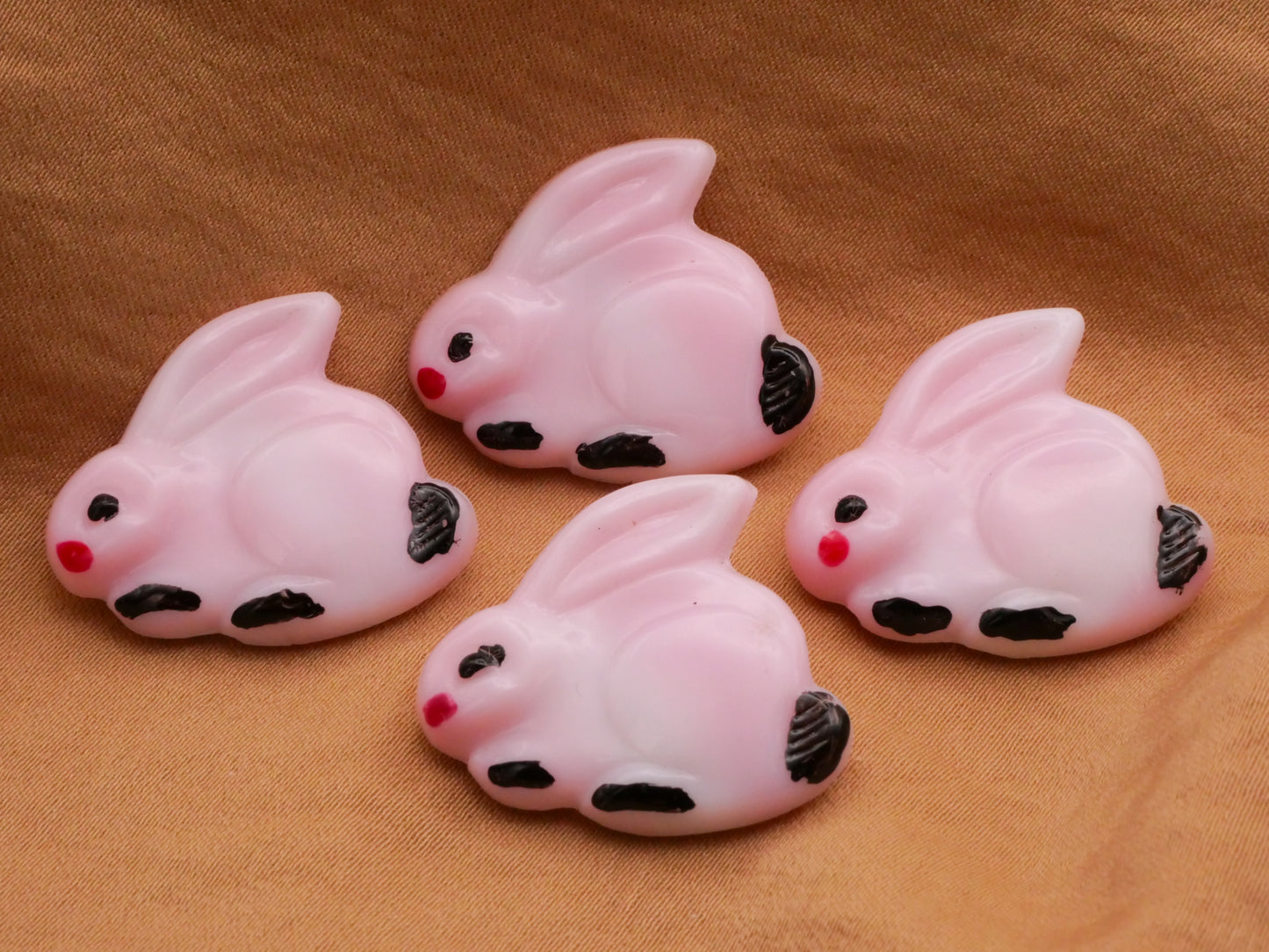 Bunny Rabbit Czech Glass Pale Pink Button 22x26mm