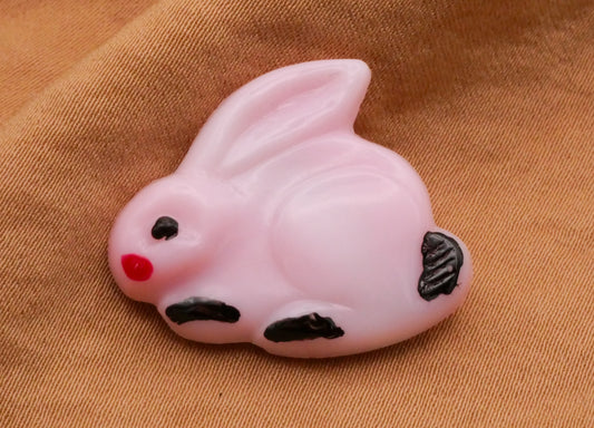 Bunny Rabbit Czech Glass Pale Pink Button 22x26mm