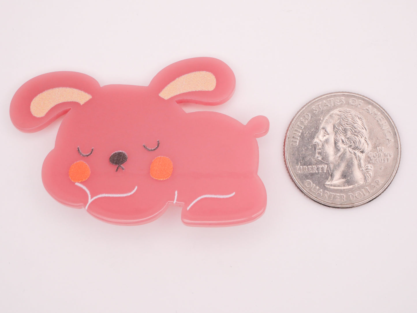 Bunny Rabbit Sleeping Pink Acrylic Large Button 26x53mm