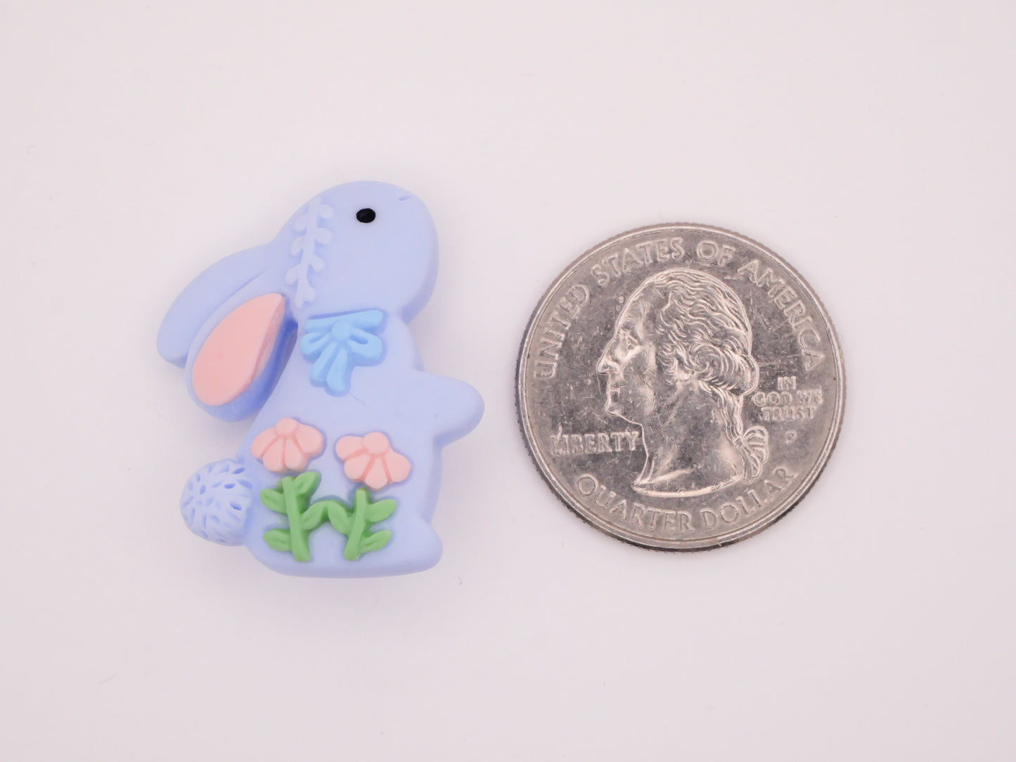 Bunny Rabbit Flowers Bow Set of Five Resin Plastic Buttons 25x29mm