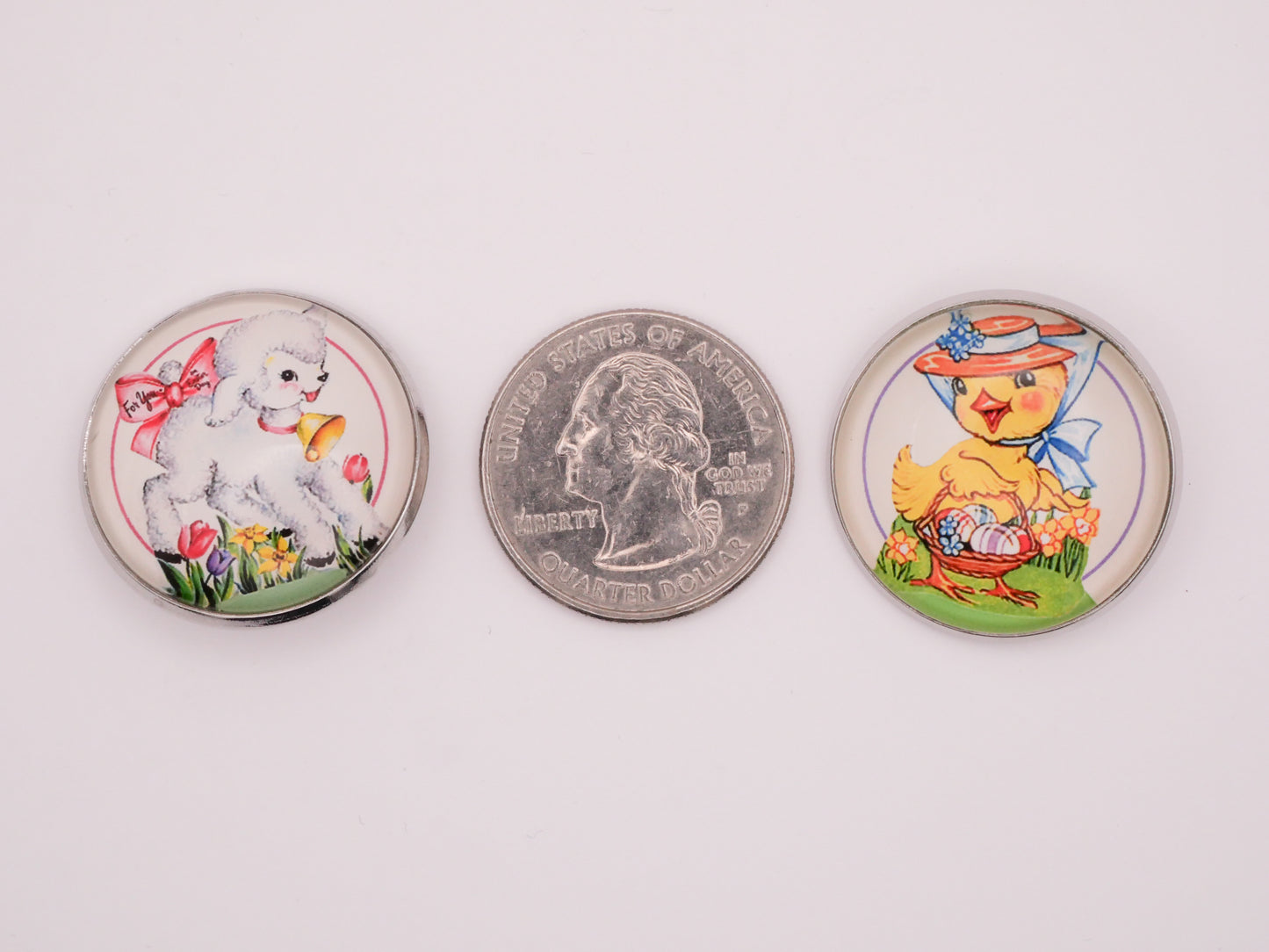 Easter Vintage Graphics Lamb Chick Glass Dome Metal Button Various 27mm