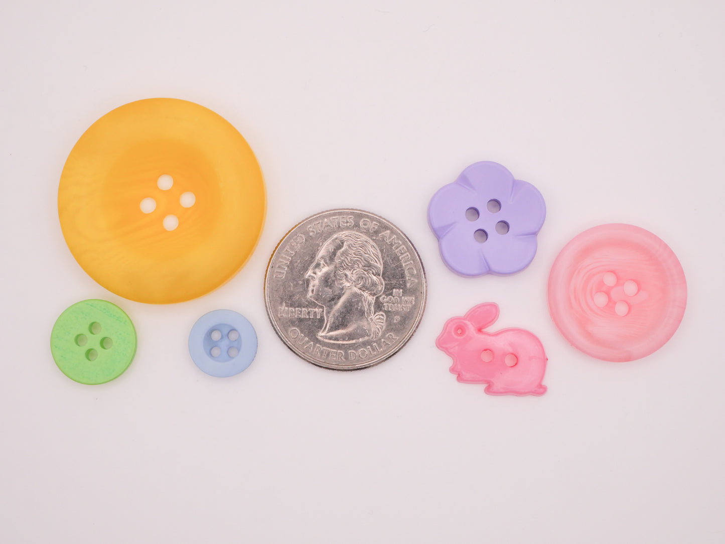 Easter Pastel Bunny Rabbit Flower Plastic Set of Seventy-Five Buttons 9-30mm