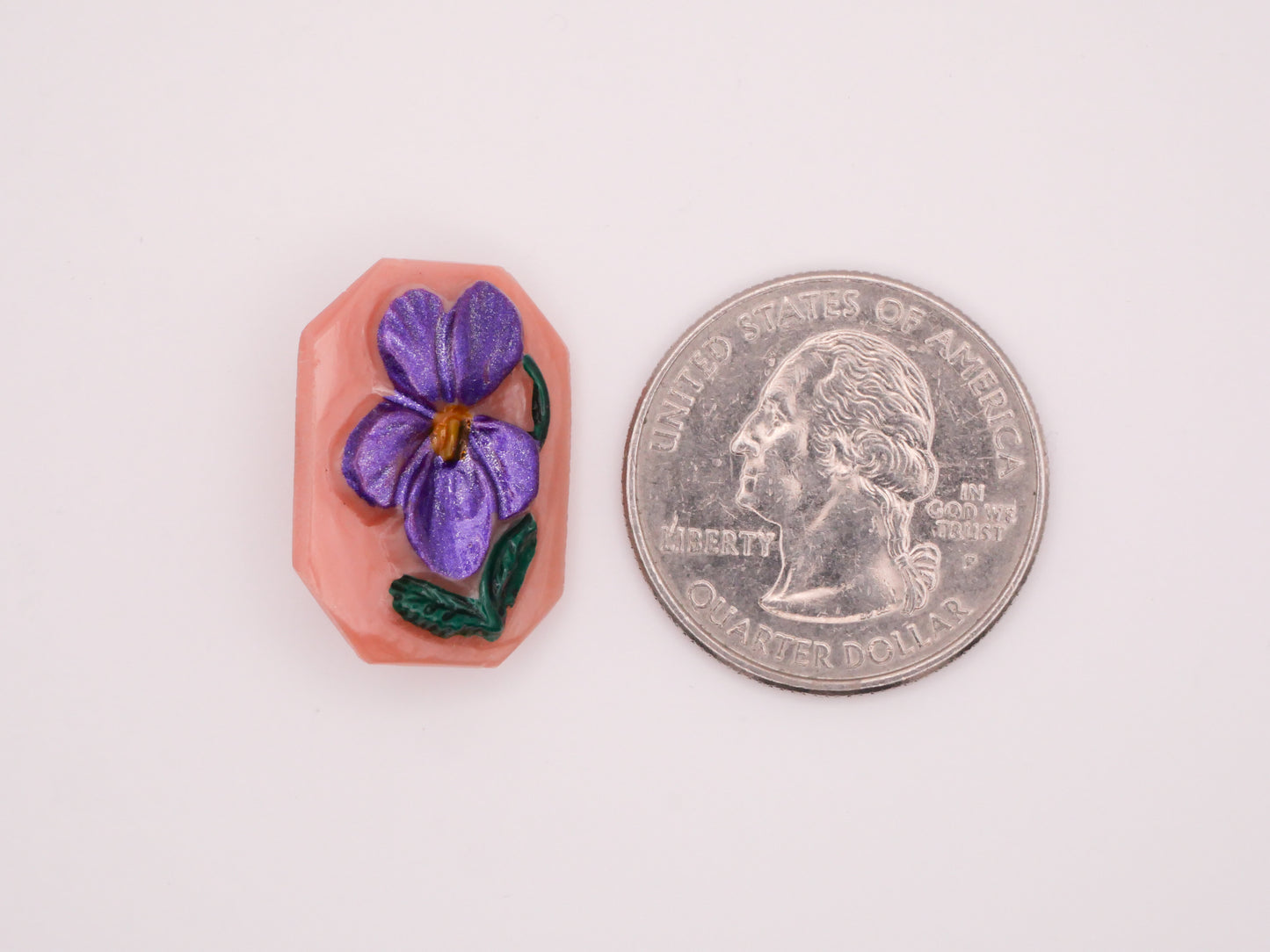 Violet Flower Purple Pink Czech Glass Button 16x23mm