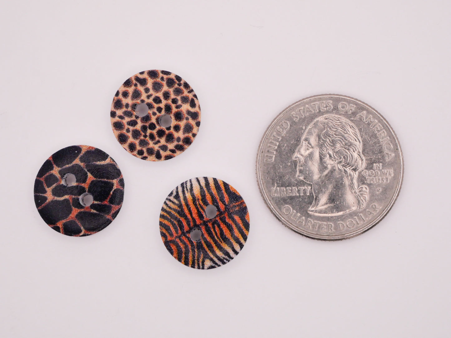 Animal Print Assorted Wood Set of Ten Buttons 15mm