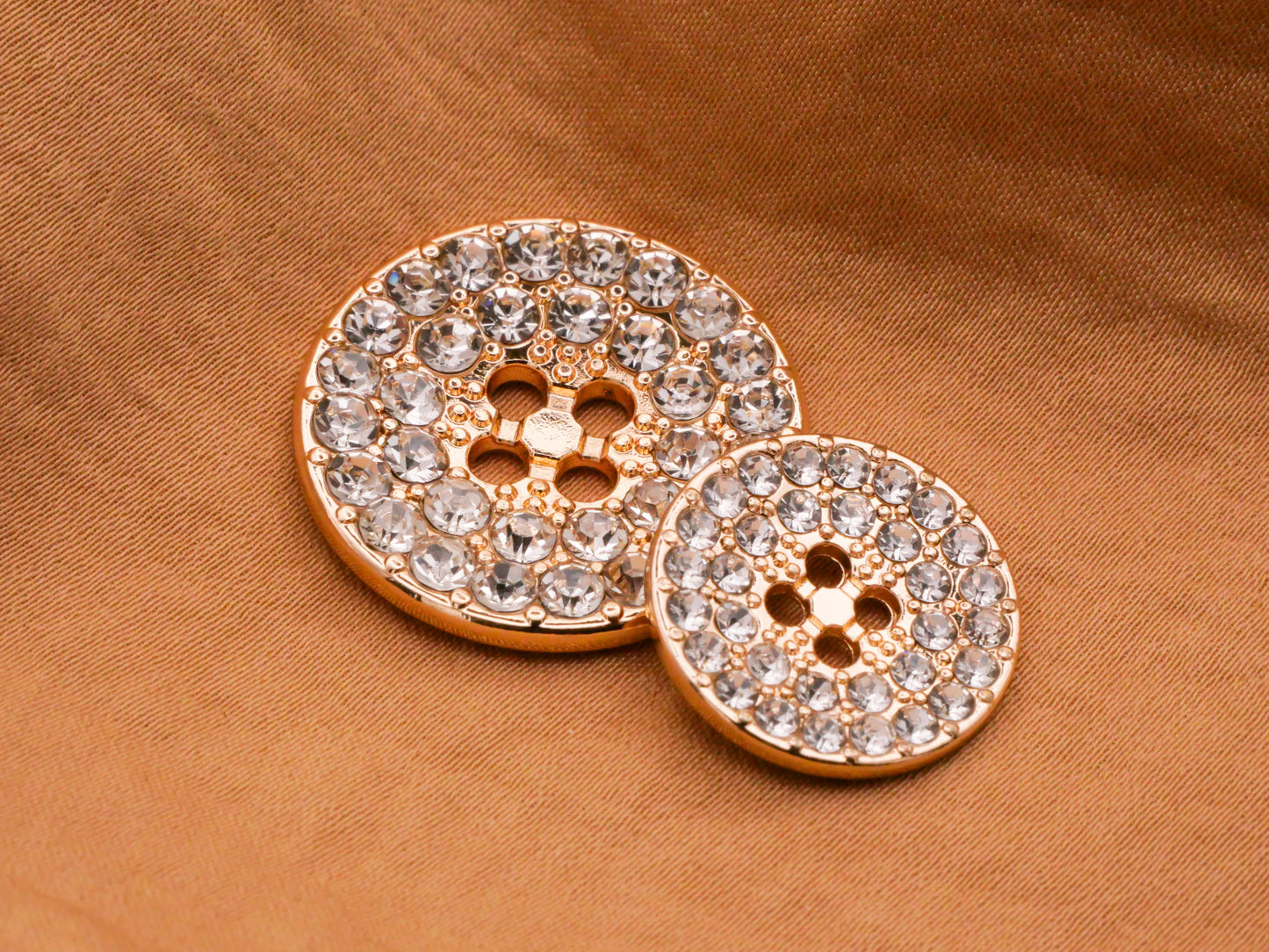 Rhinestone Pave Covered Gold Metal Sew-Thru Button Various 18-25mm