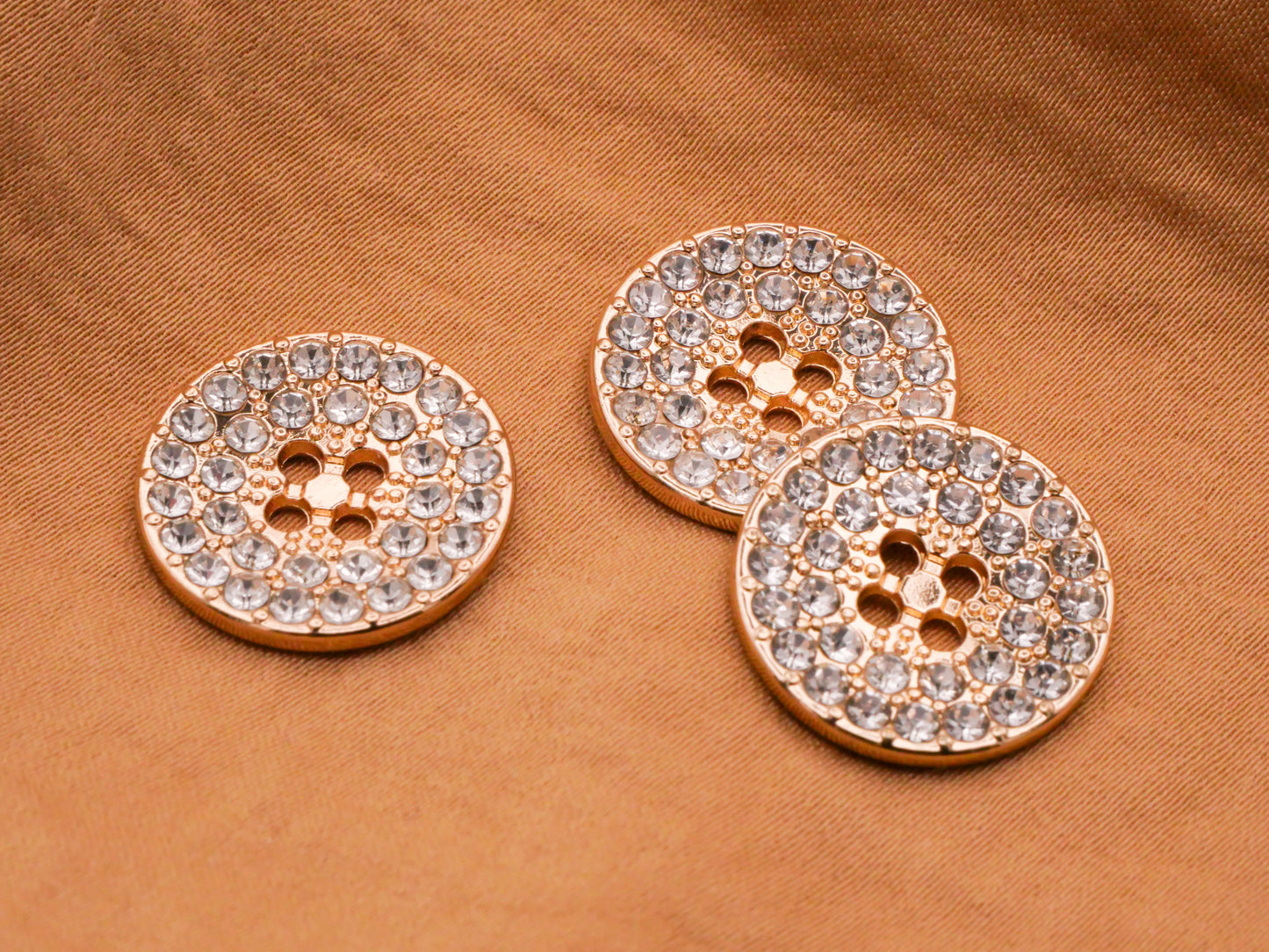 Rhinestone Pave Covered Gold Metal Sew-Thru Button Various 18-25mm