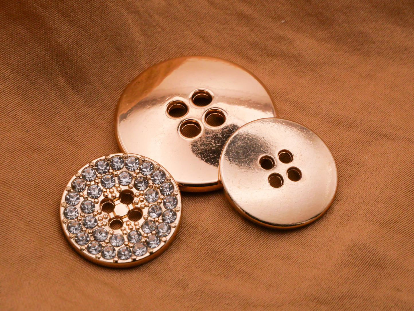 Rhinestone Pave Covered Gold Metal Sew-Thru Button Various 18-25mm