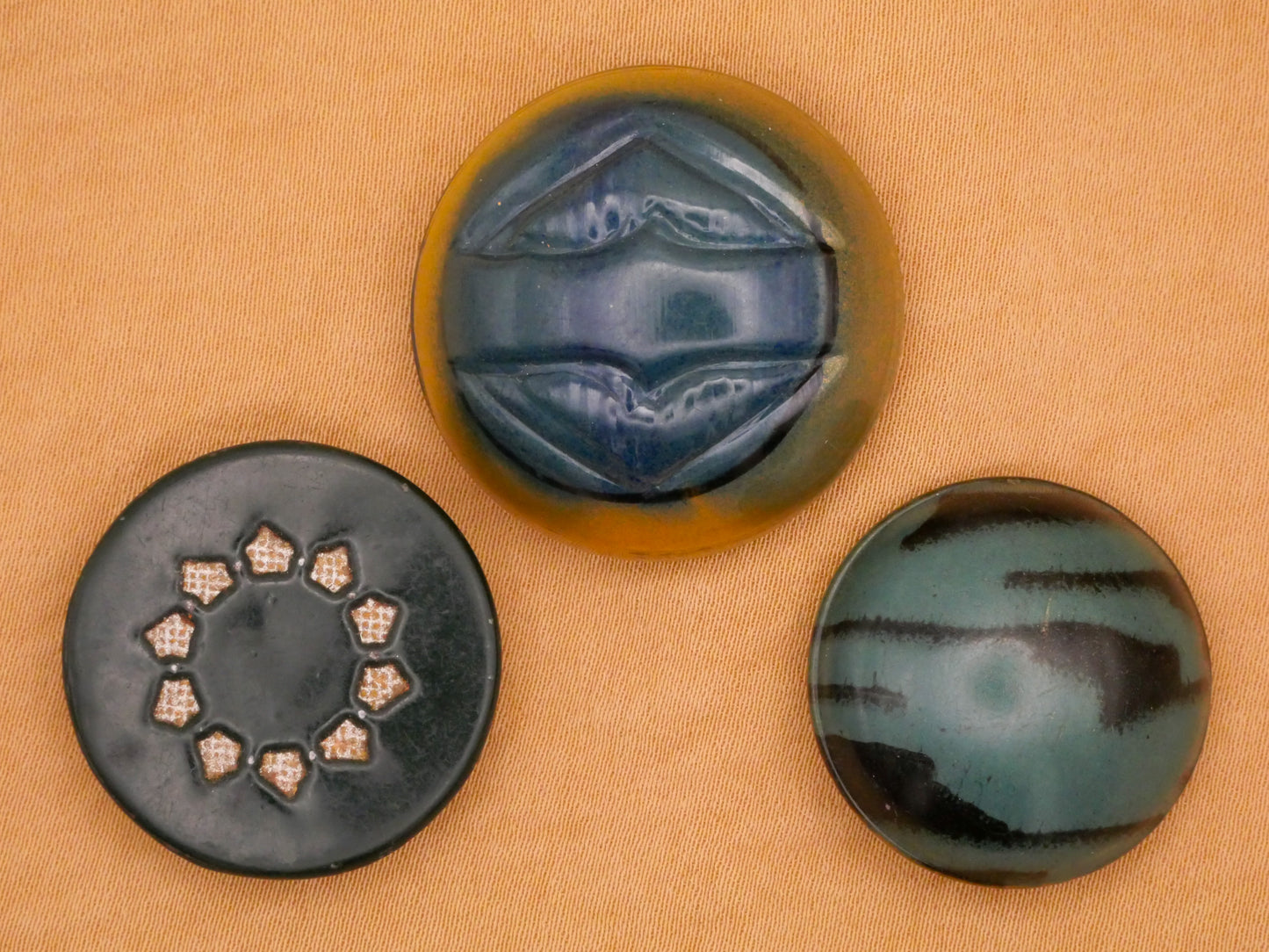 Celluloid Blue Green Marble Look Bubble Perfume Vintage Button Various 23-28mm