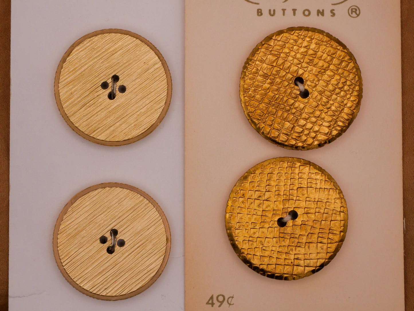 Gold Texture Metal Carded Vintage Buttons Various 27-29mm