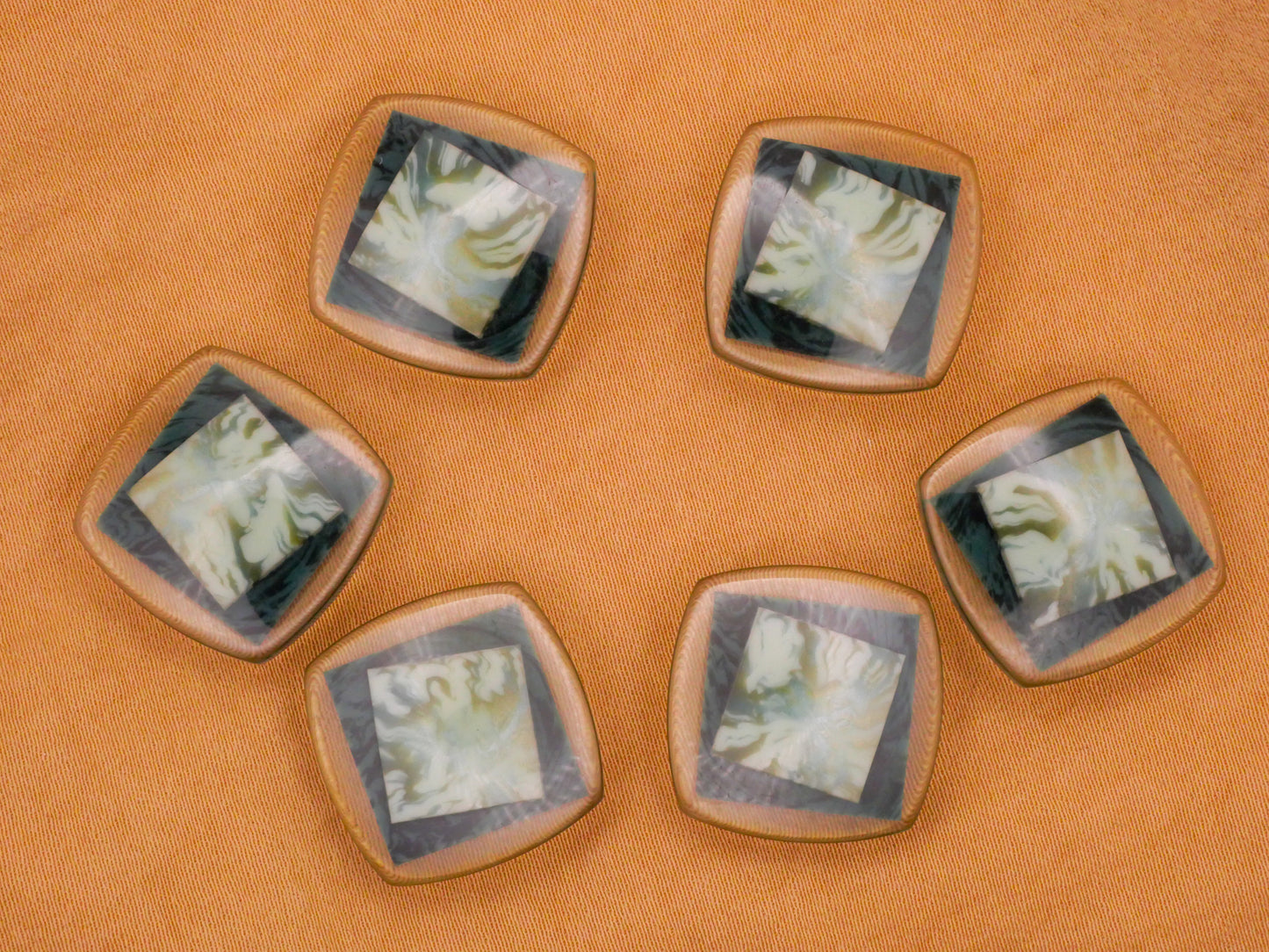 Marble Look Design Under Plastic Geometric Square Vintage Button 18mm