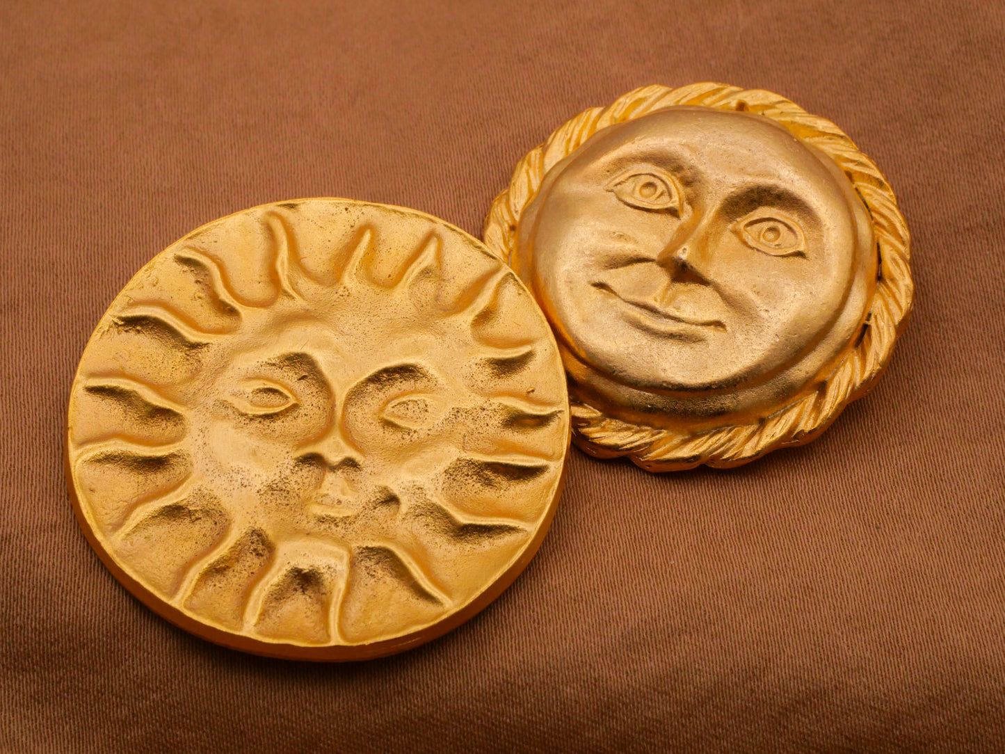 Sun Moon Celestial Faces Gold Metal Large Button Various 33-36mm