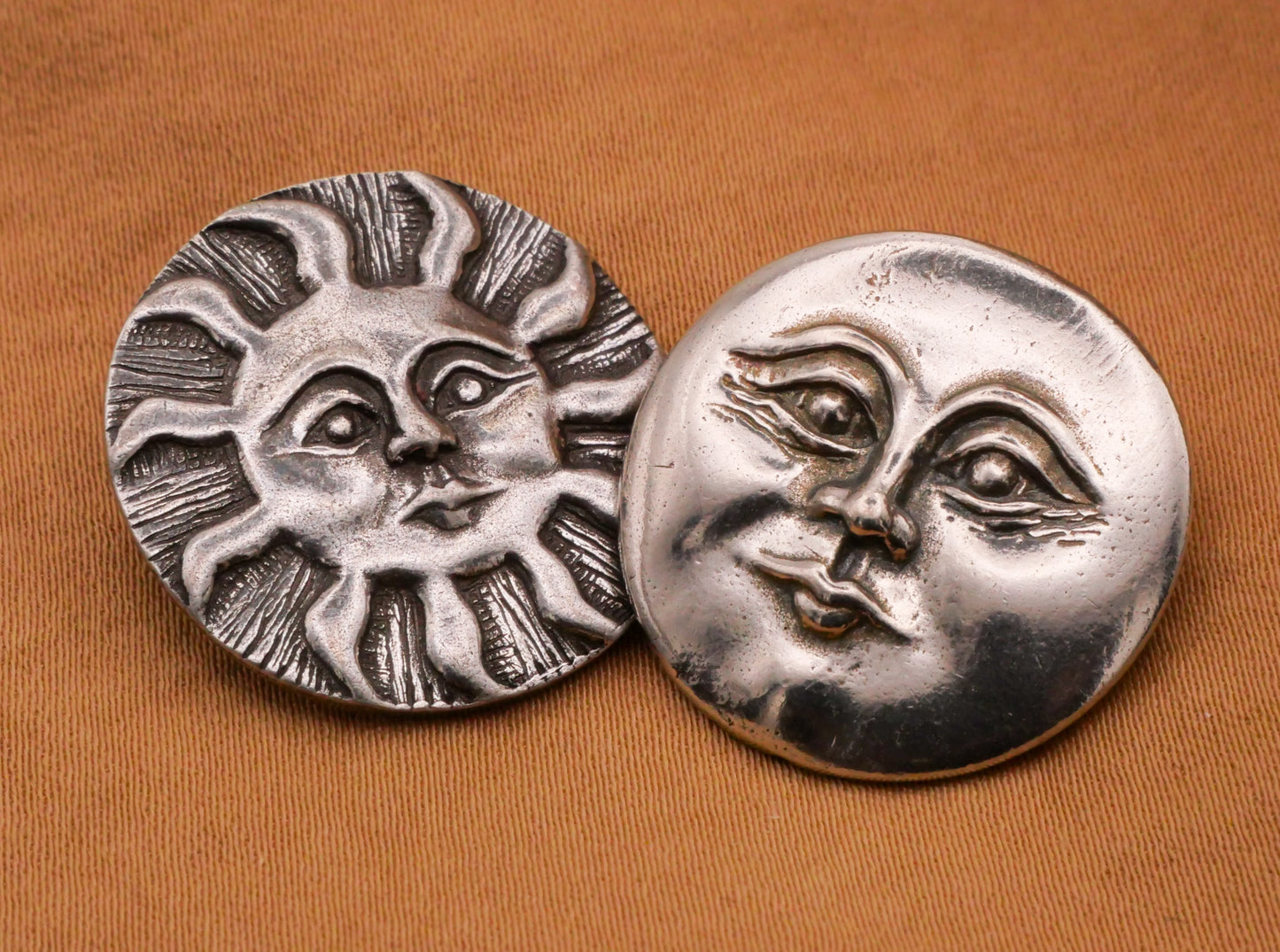 Danforth Pewter Sun Moon Faces Back Mark Metal Button Various 22-23mm