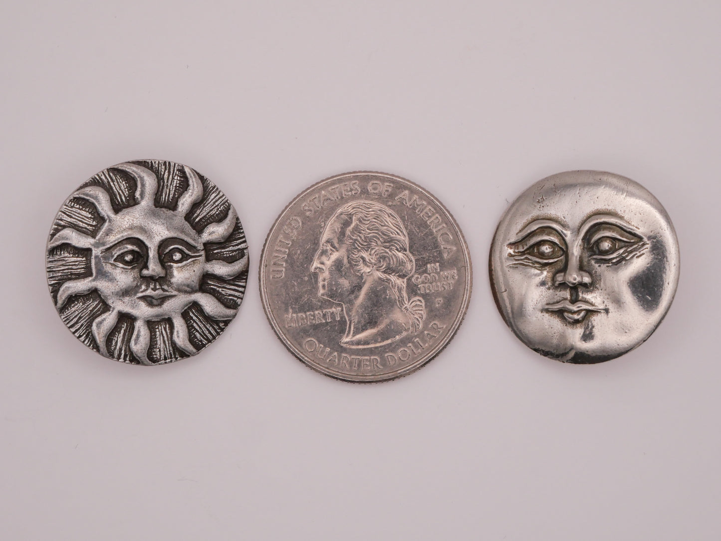 Danforth Pewter Sun Moon Faces Back Mark Metal Button Various 22-23mm