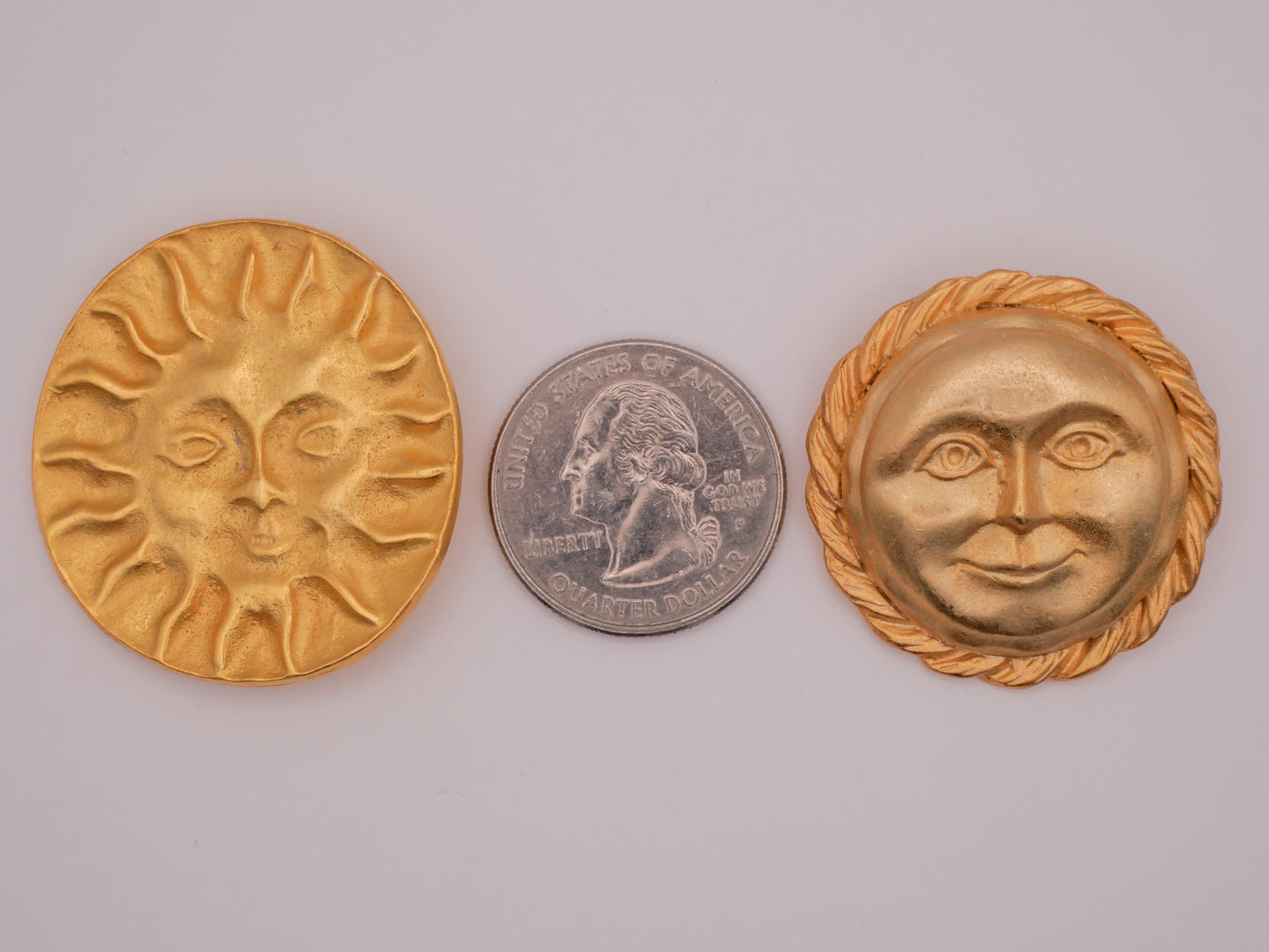 Sun Moon Celestial Faces Gold Metal Large Button Various 33-36mm