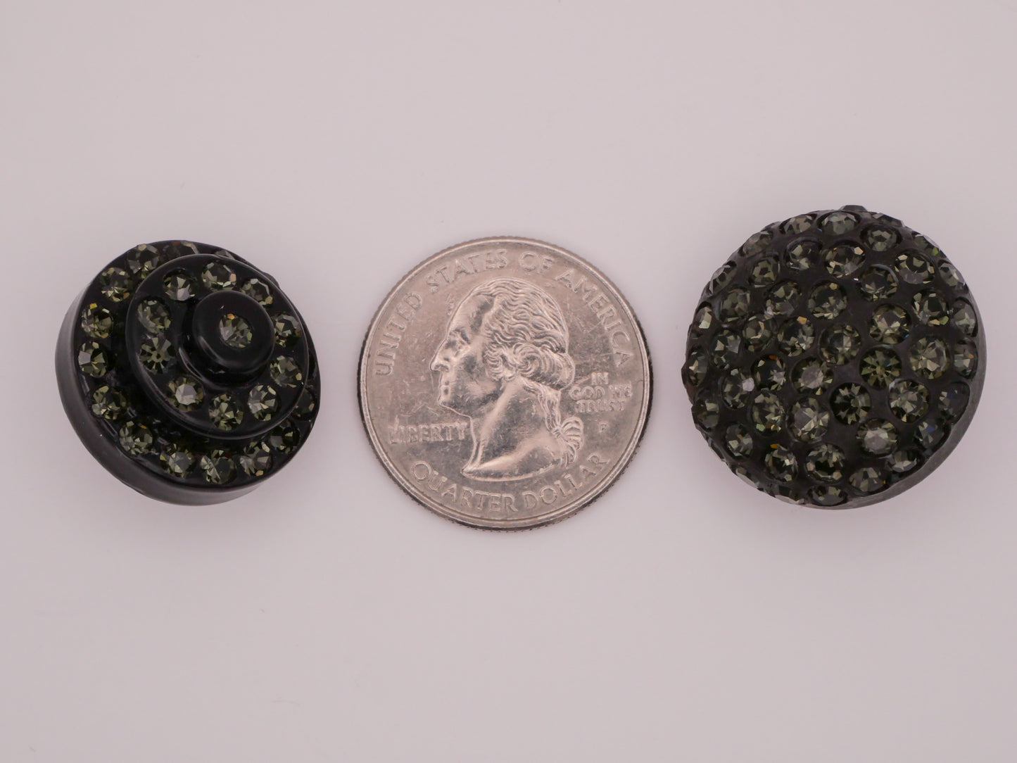 Black Green Rhinestone Vintage Plastic Button Various 21-24mm