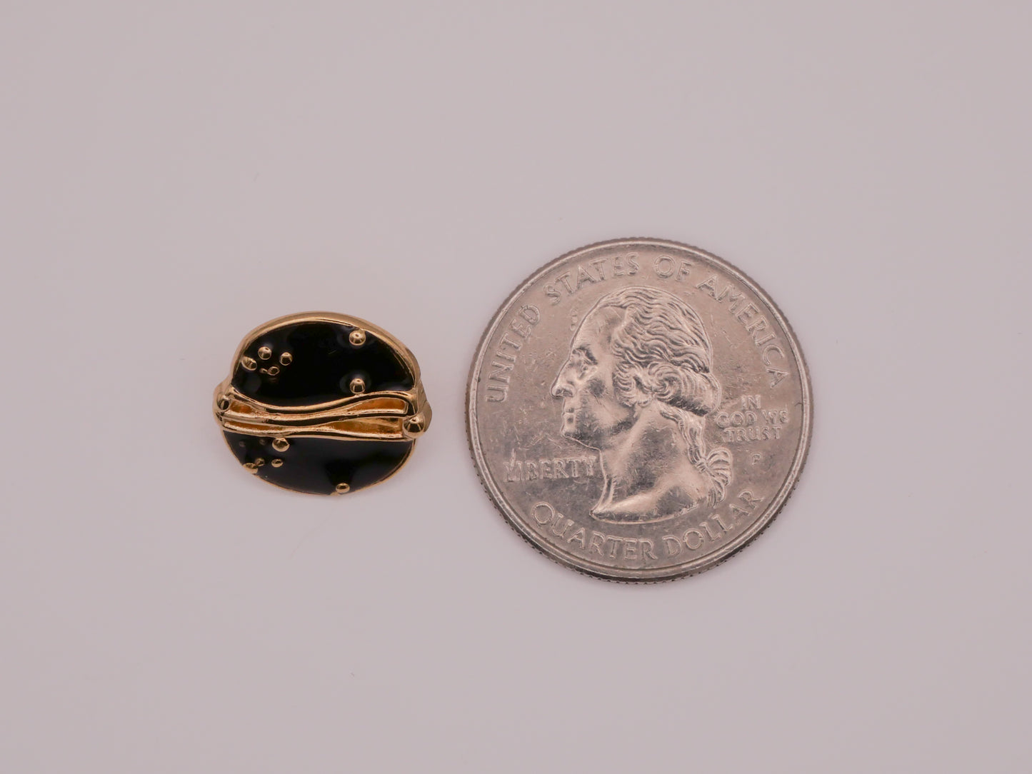 Abstract Planet Black Enamel Gold Metal Button 15mm