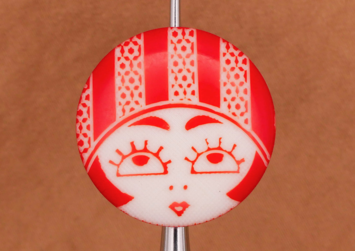 Flapper Girl Red Laser Etched JHB Button 20mm