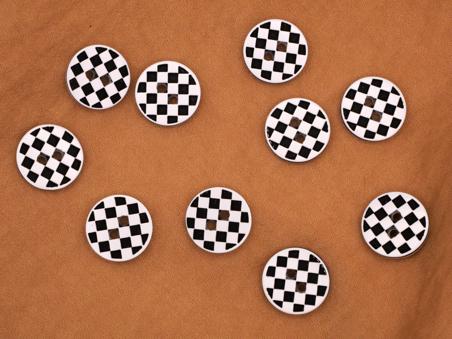 Checkered Racing Flag Pattern Set of Ten Plastic Buttons 13mm