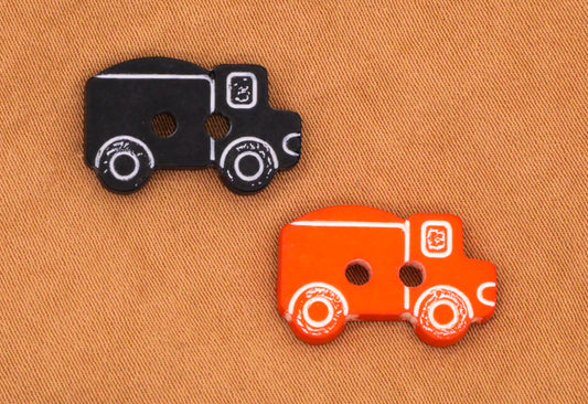 Dump Truck Black Orange Plastic Sew-Thru Button Various 11x18mm