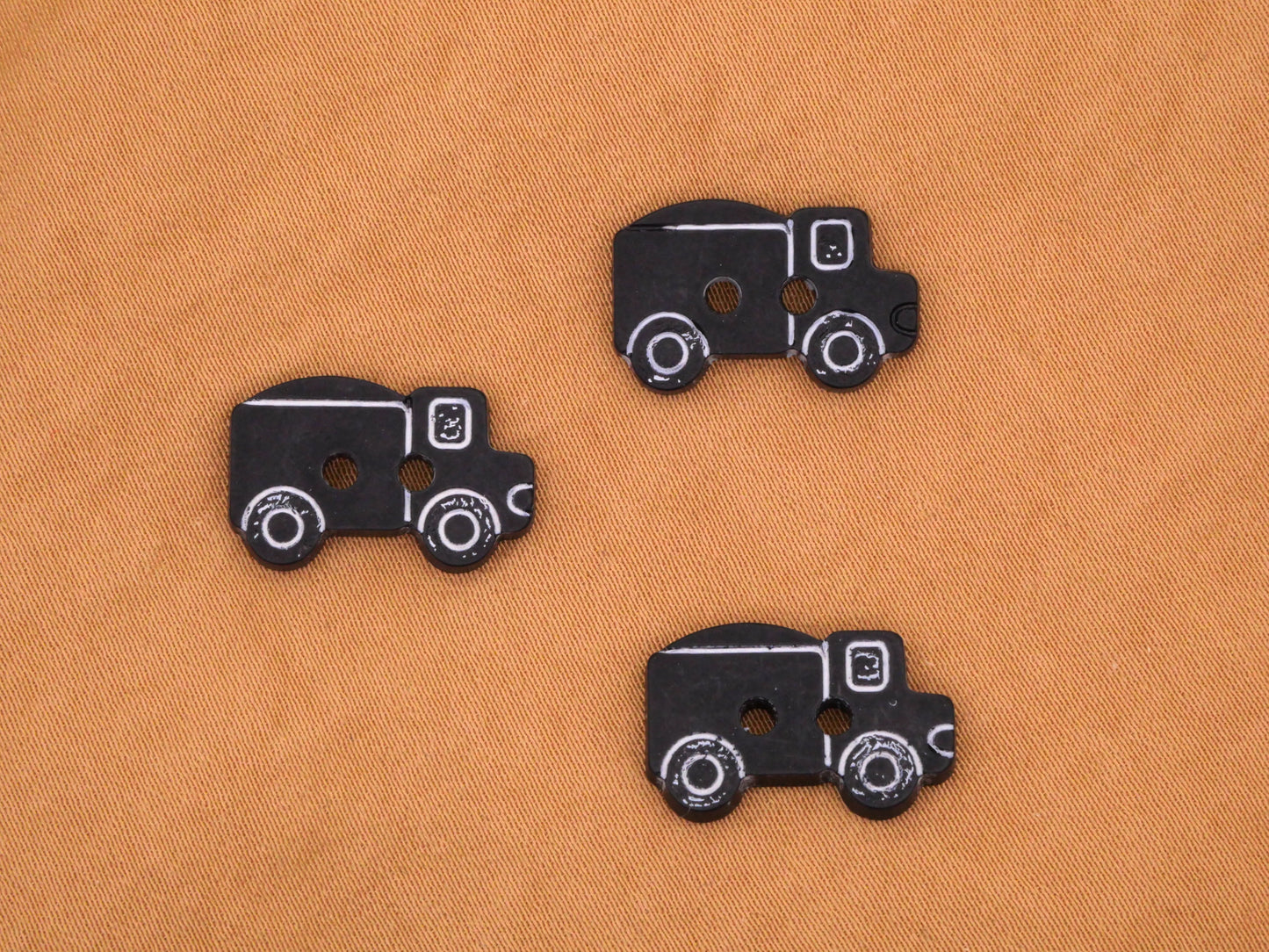 Dump Truck Black Orange Plastic Sew-Thru Button Various 11x18mm