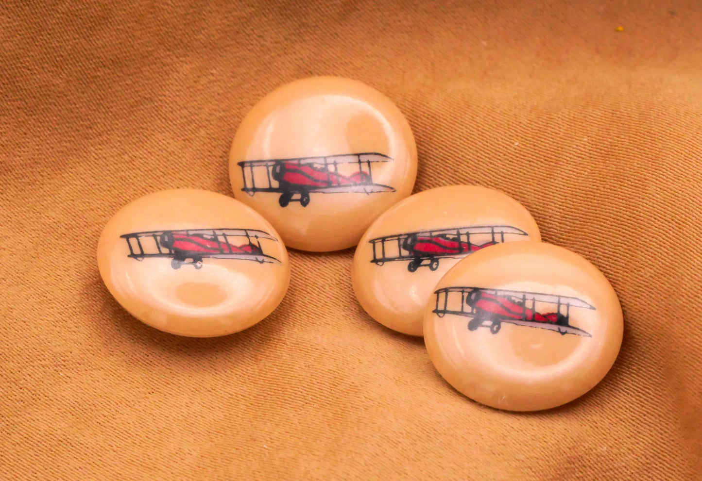 Biplane Airplane Aircraft Plastic Button 15mm