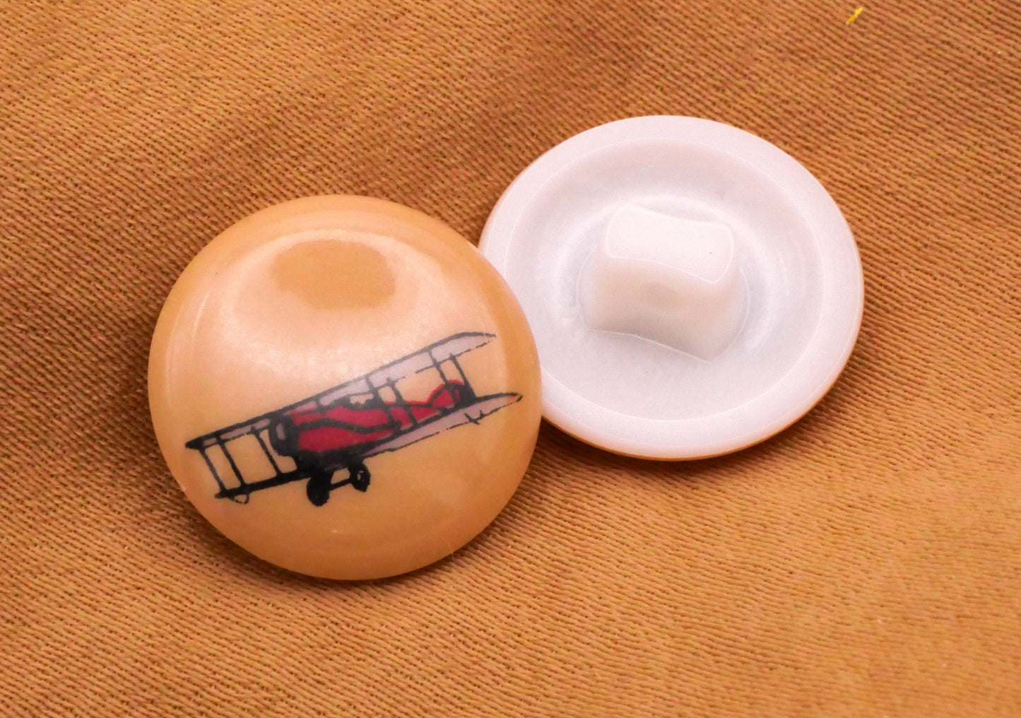 Biplane Airplane Aircraft Plastic Button 15mm