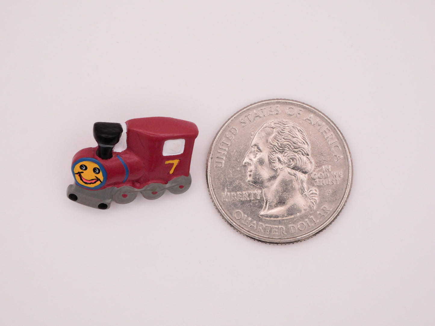 Train Engine Smiling Number Seven Red Plastic Button 18x20mm