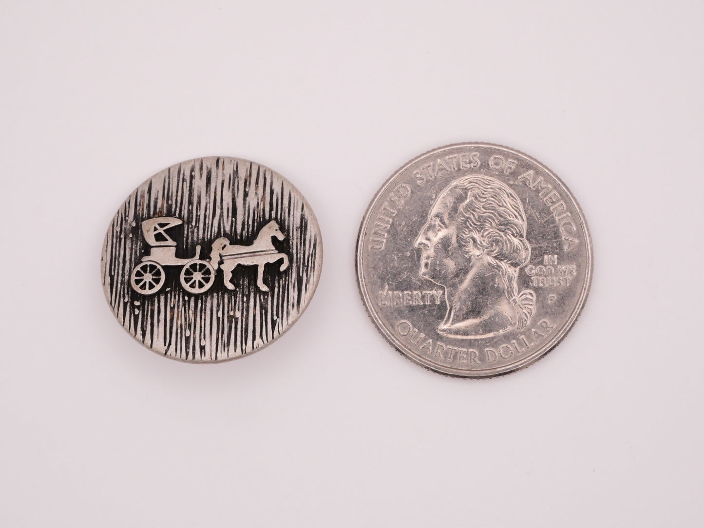 Horse Buggy Carriage Textured Metal Button 23mm