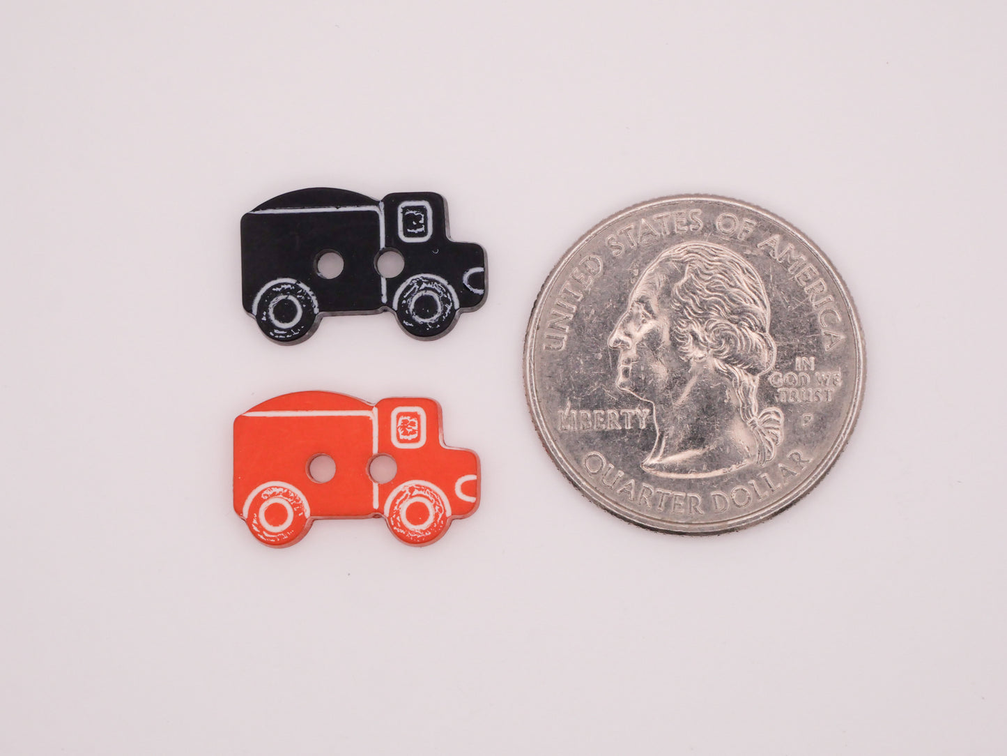 Dump Truck Black Orange Plastic Sew-Thru Button Various 11x18mm