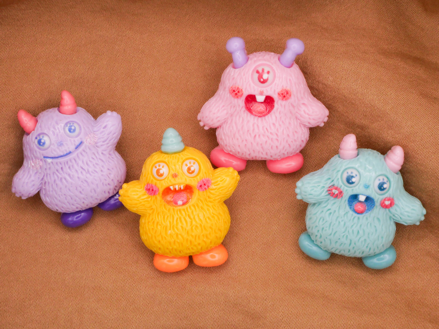 Monsters Pastel Colors Kids Set of Four Plastic Buttons 27mm