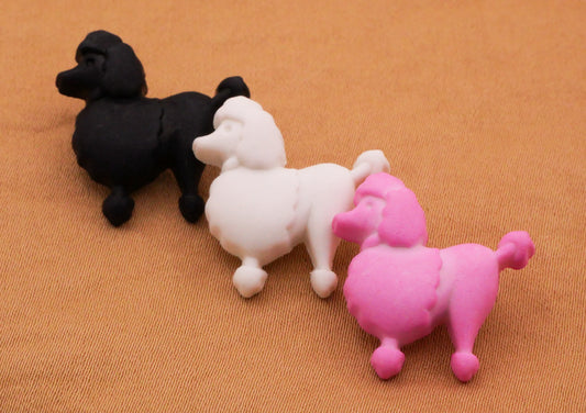 Poodle Pink White Black Plastic Dog Button Various 20mm