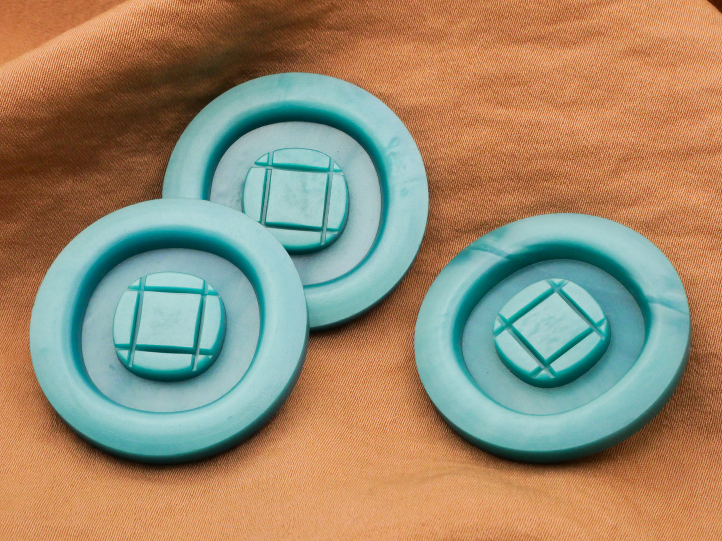 Teal Hashtag Circle Vintage Plastic Large Button 33mm