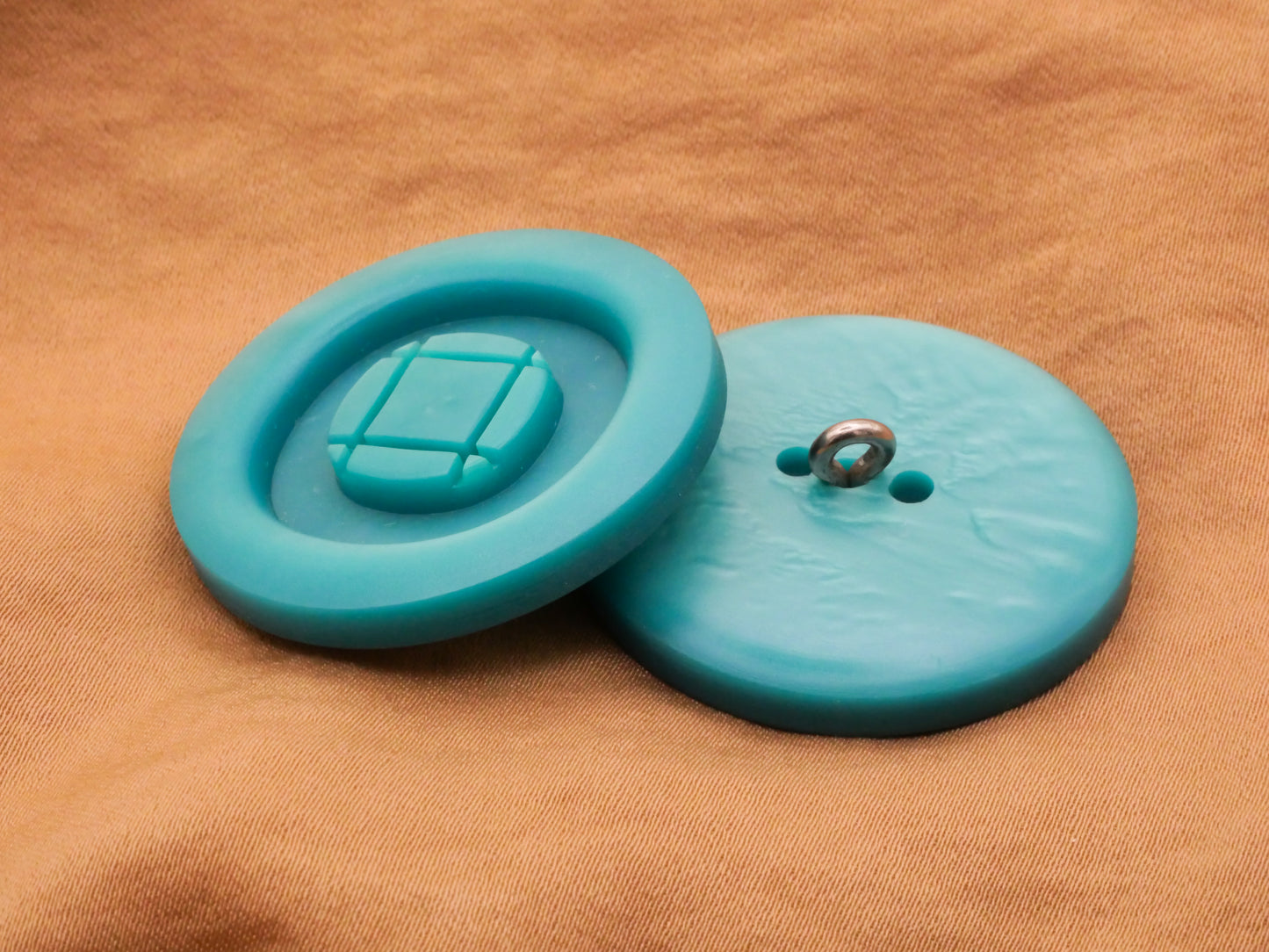 Teal Hashtag Circle Vintage Plastic Large Button 33mm