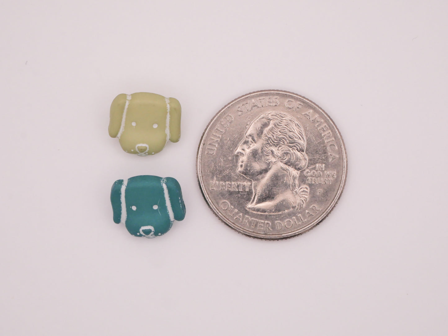 Dog Face Mint Green Teal Small Plastic French Button 11x12mm