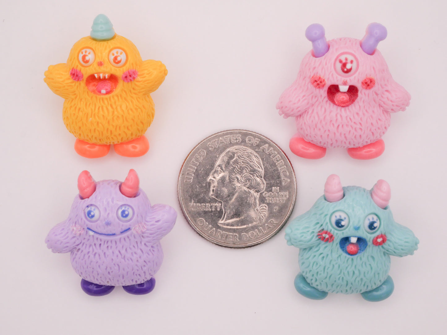 Monsters Pastel Colors Kids Set of Four Plastic Buttons 27mm