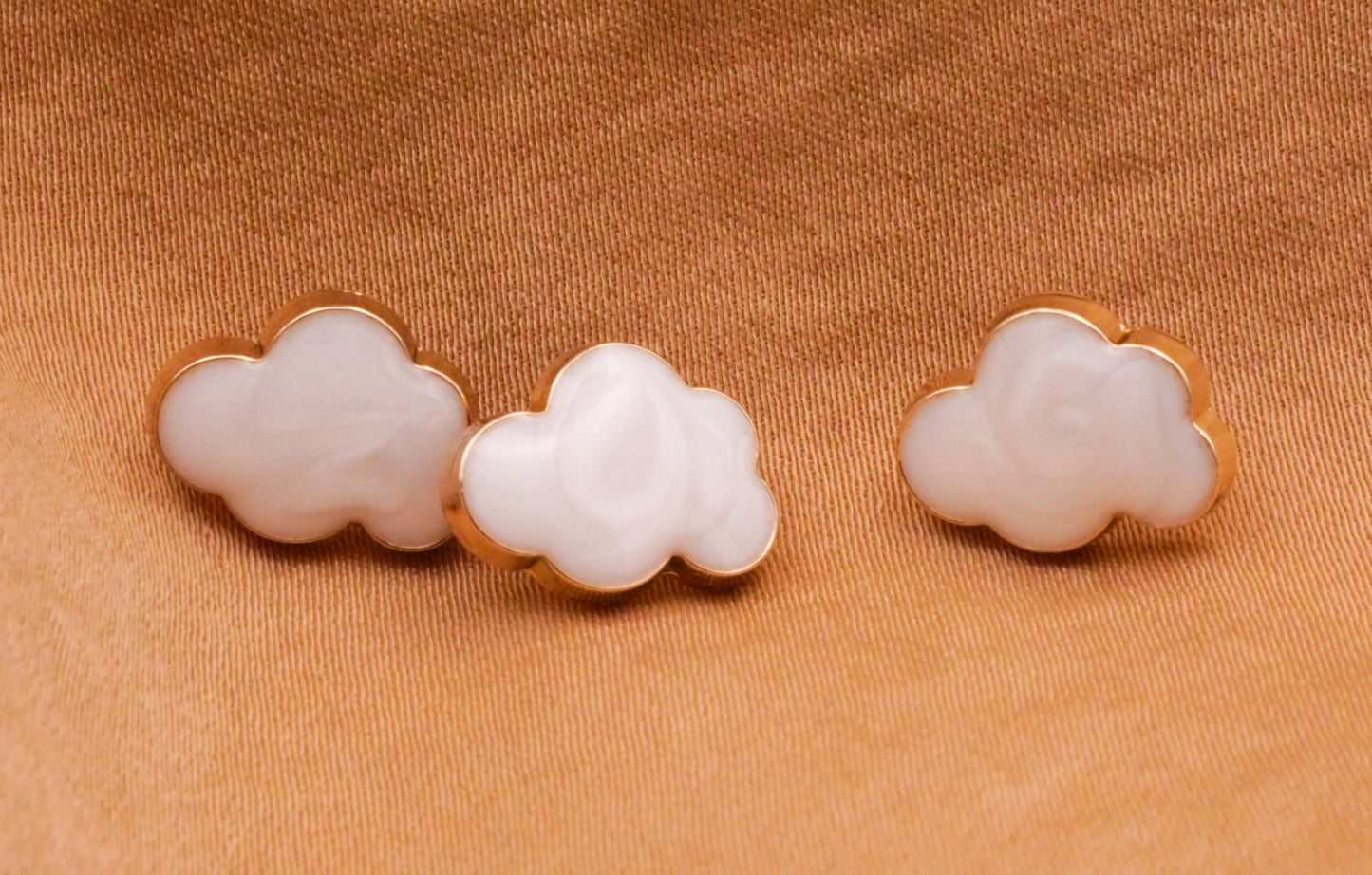 Cloud Gold Metal White Resin Small Button 10x12mm