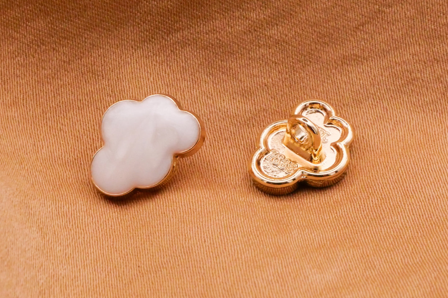 Cloud Gold Metal White Resin Small Button 10x12mm