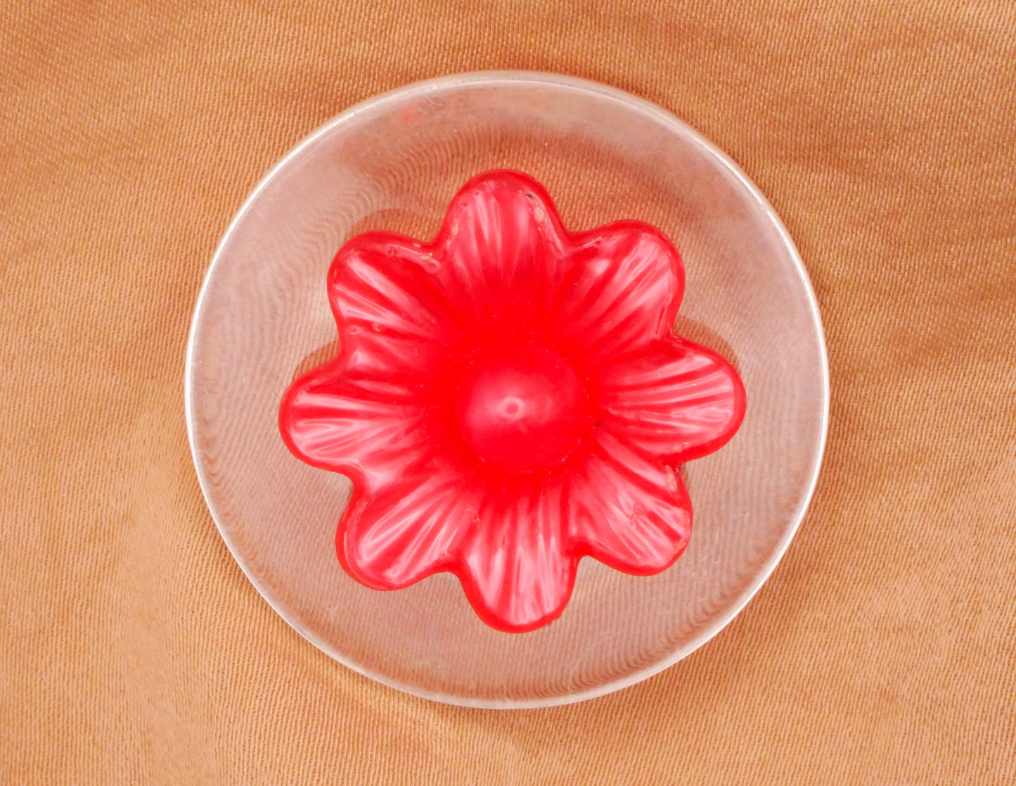 Lucite Celluloid Red Flower Large Vintage Button 34mm