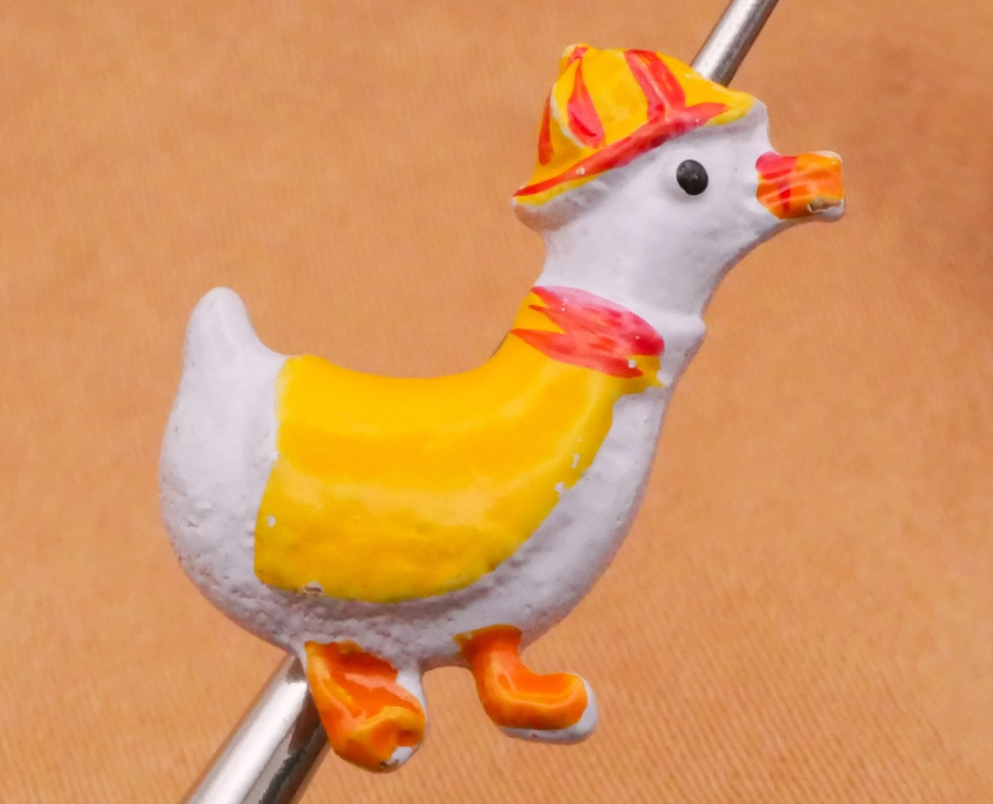 Duck Raincoat Hat Enamel Painted Metal JHB Button 16x18mm